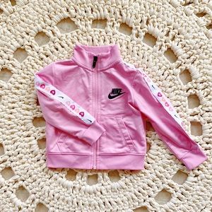Nike PinkValentines Day Heart Logo Sleeve Track Jacket Size 18 Month